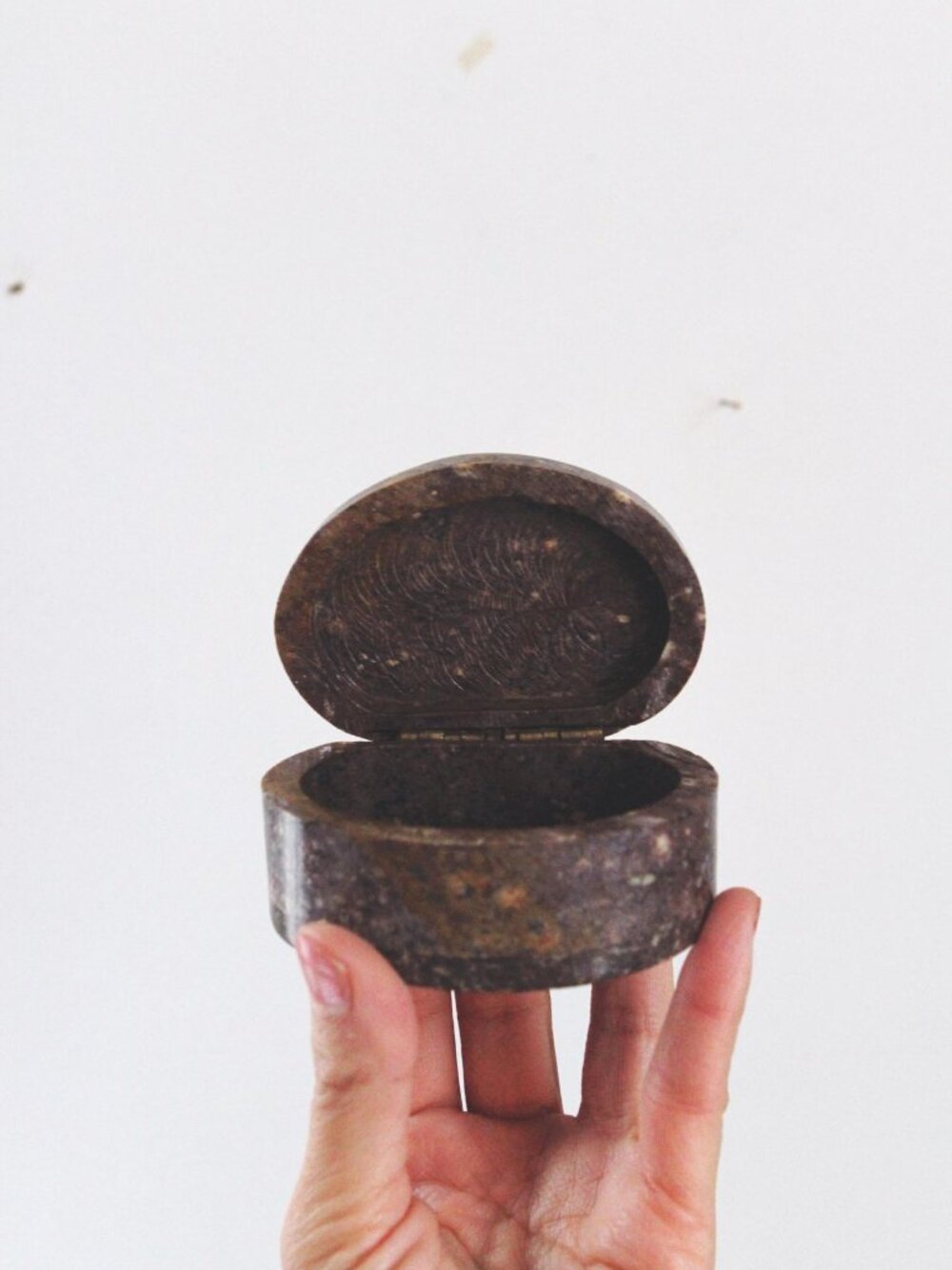 Vintage Soapstone Marble Hinge Jewelry Trinket Box | Sold Individually